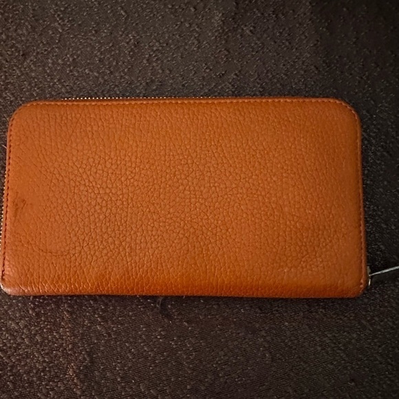 Furla Credit Card Zip Wallet Gently Preloved Tangerine Genuine Leather - Picture 11 of 13